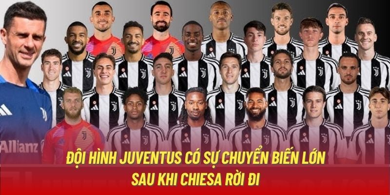 Đội hình Juventus có sự chuyển biến lớn sau khi Chiesa rời đi